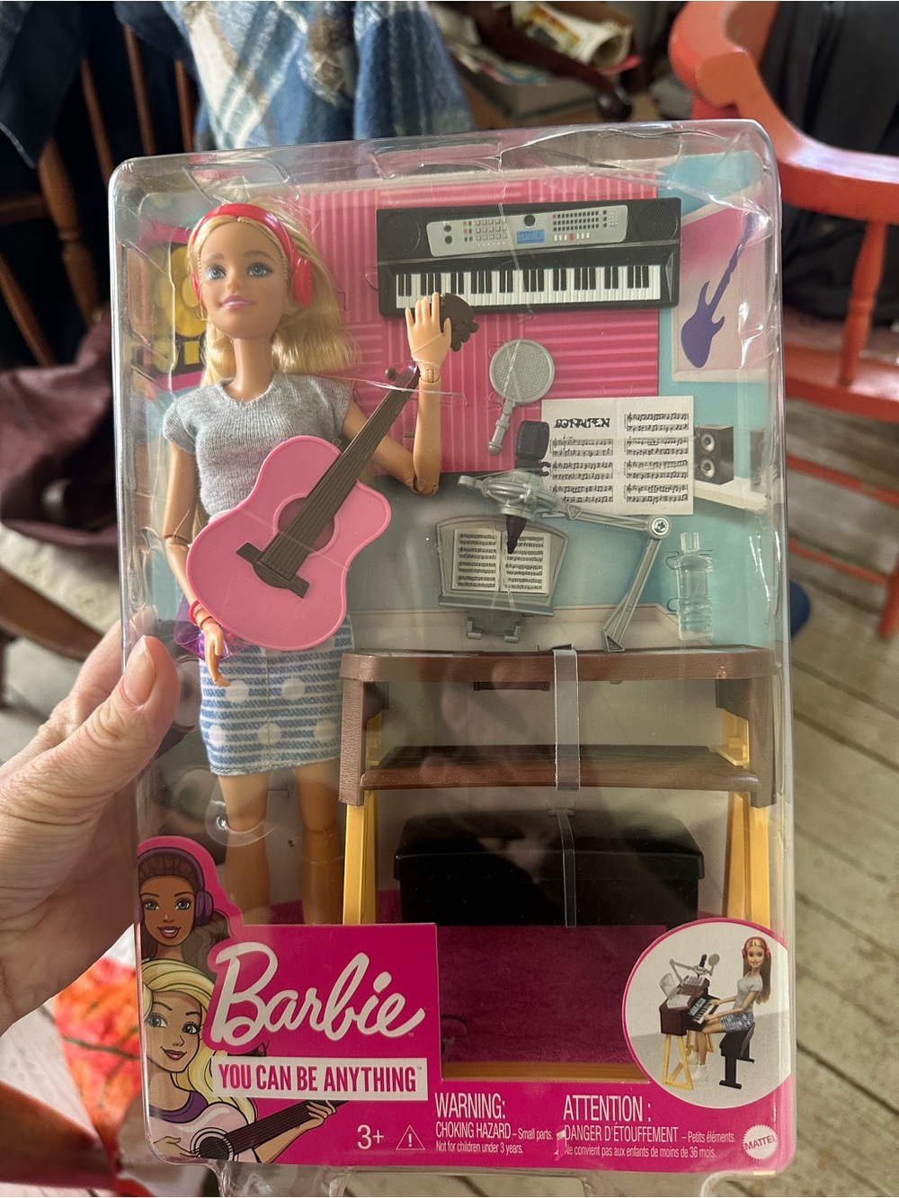 Mattel Barbie Blonde Musician Doll with Pink Guitar and Silver Top